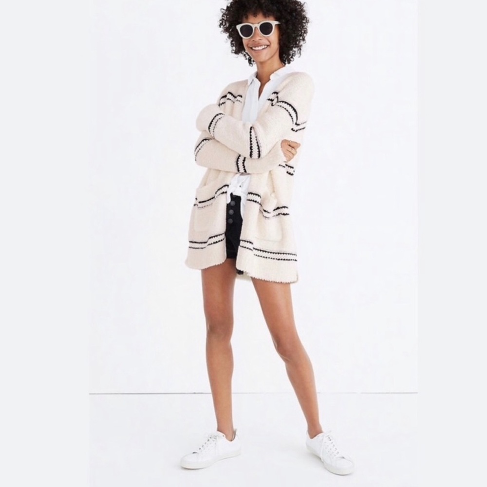 Madewell Striped Boucle’ Cardigan Size Medium